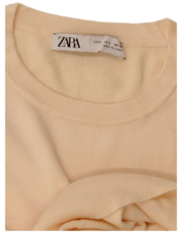 Zara Damen-Pullover mit Rundhalsausschnitt, Gr. 14, groß, gebrochenes Weiß