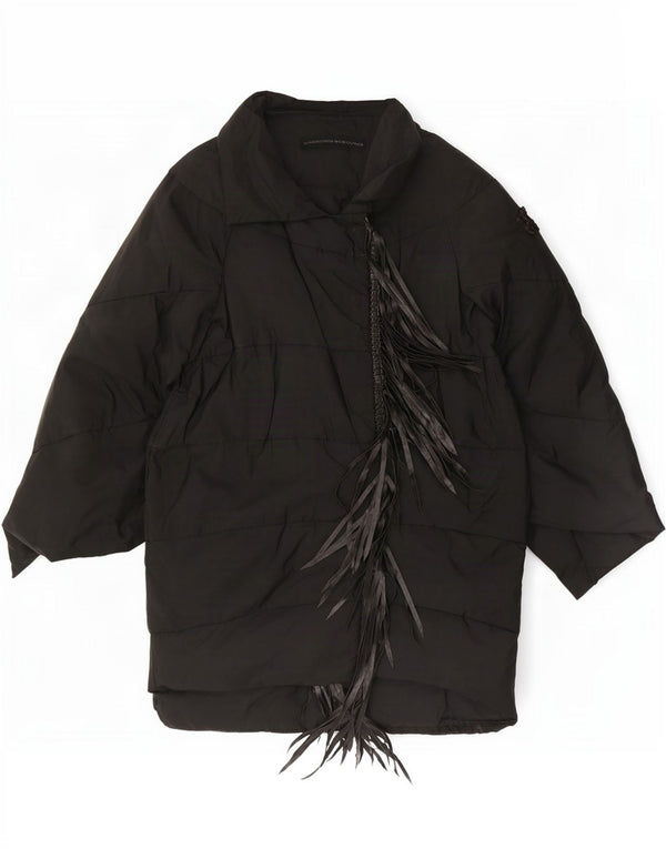 Ermanno Scervino Womens Padded Coat IT 42 Medium Black Polyester