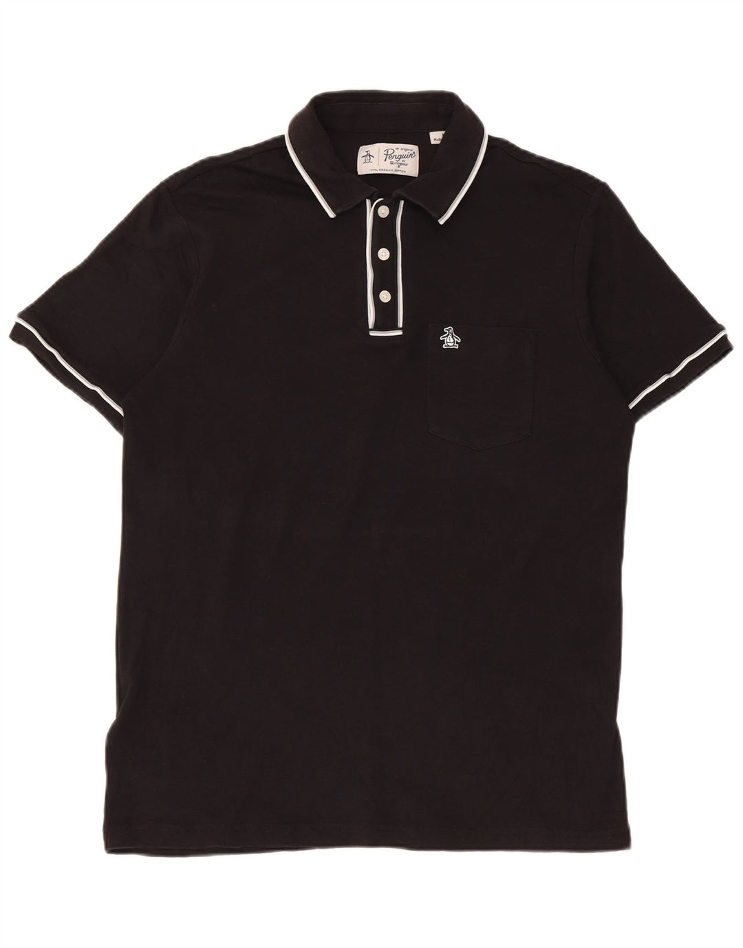 Penguin Herren-Poloshirt, mittelschwarz, gestreift, Baumwolle