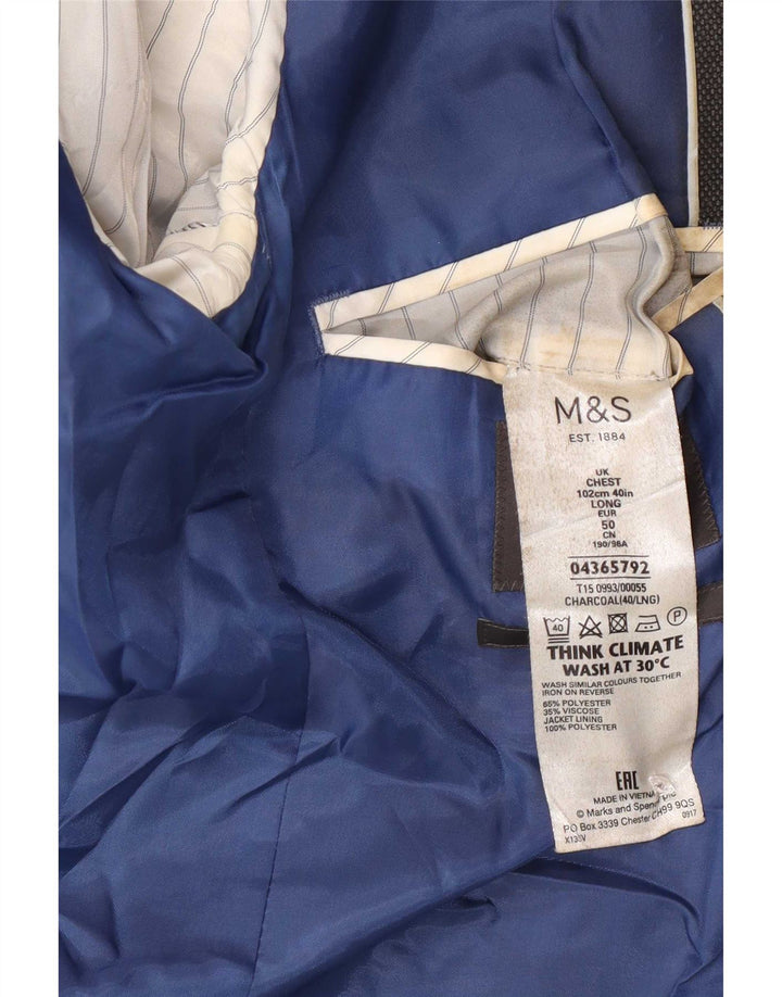 Marks & Spencer Herren-Blazer, lang, schmal, mit 2 Knöpfen, UK 40, Mittelgrau