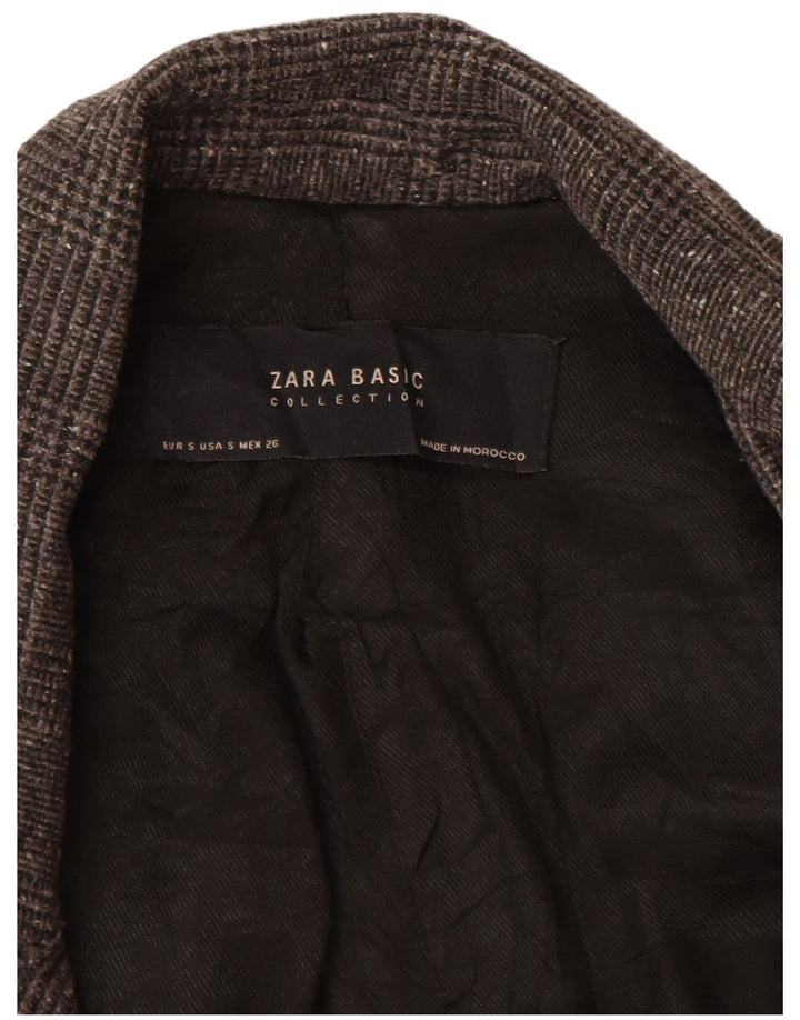 Zara Damen-Blazer mit 1 Knopf, übergroß, Gr. 10, Größe S, Grau, Hahnentrittmuster