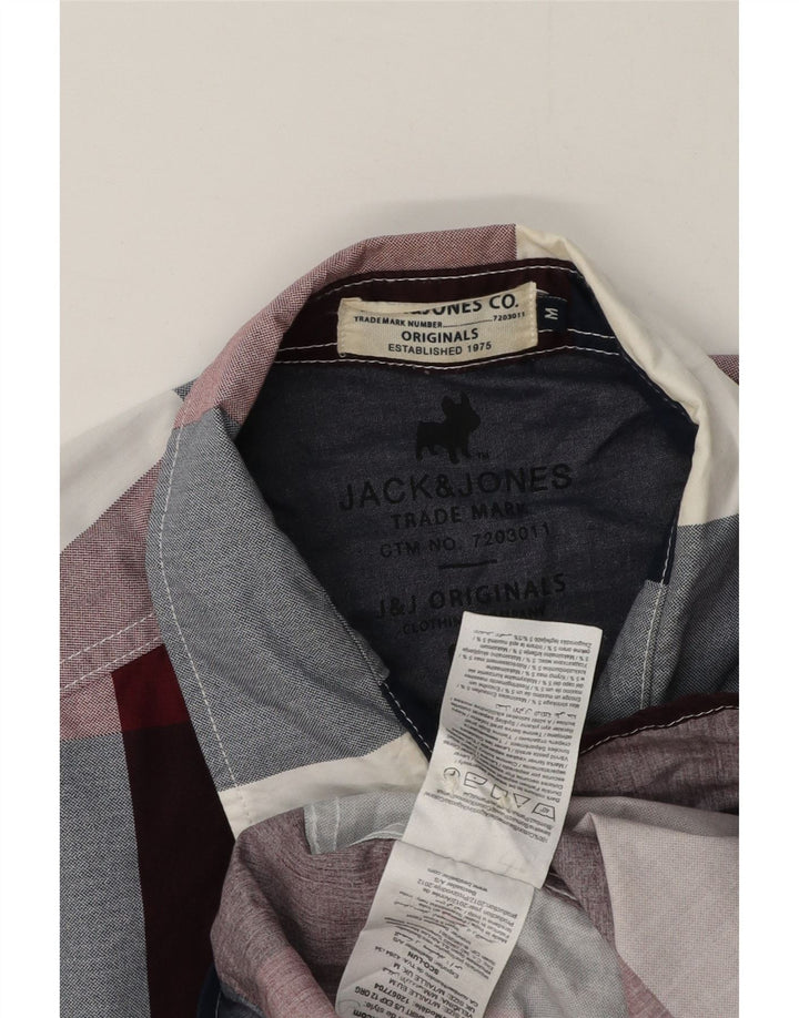 Jack & Jones Herren-Hemd, mittelgroß, Burgunderrot, Gingham-Baumwolle