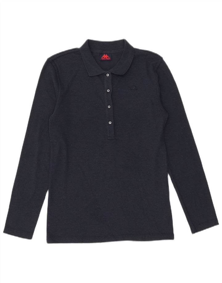 Kappa Damen Top Langarm UK 12 Medium Marineblau Baumwolle