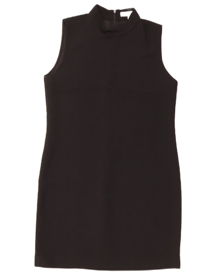 Zara Damen Ärmelloses Etuikleid UK 10 Small Schwarz Polyester