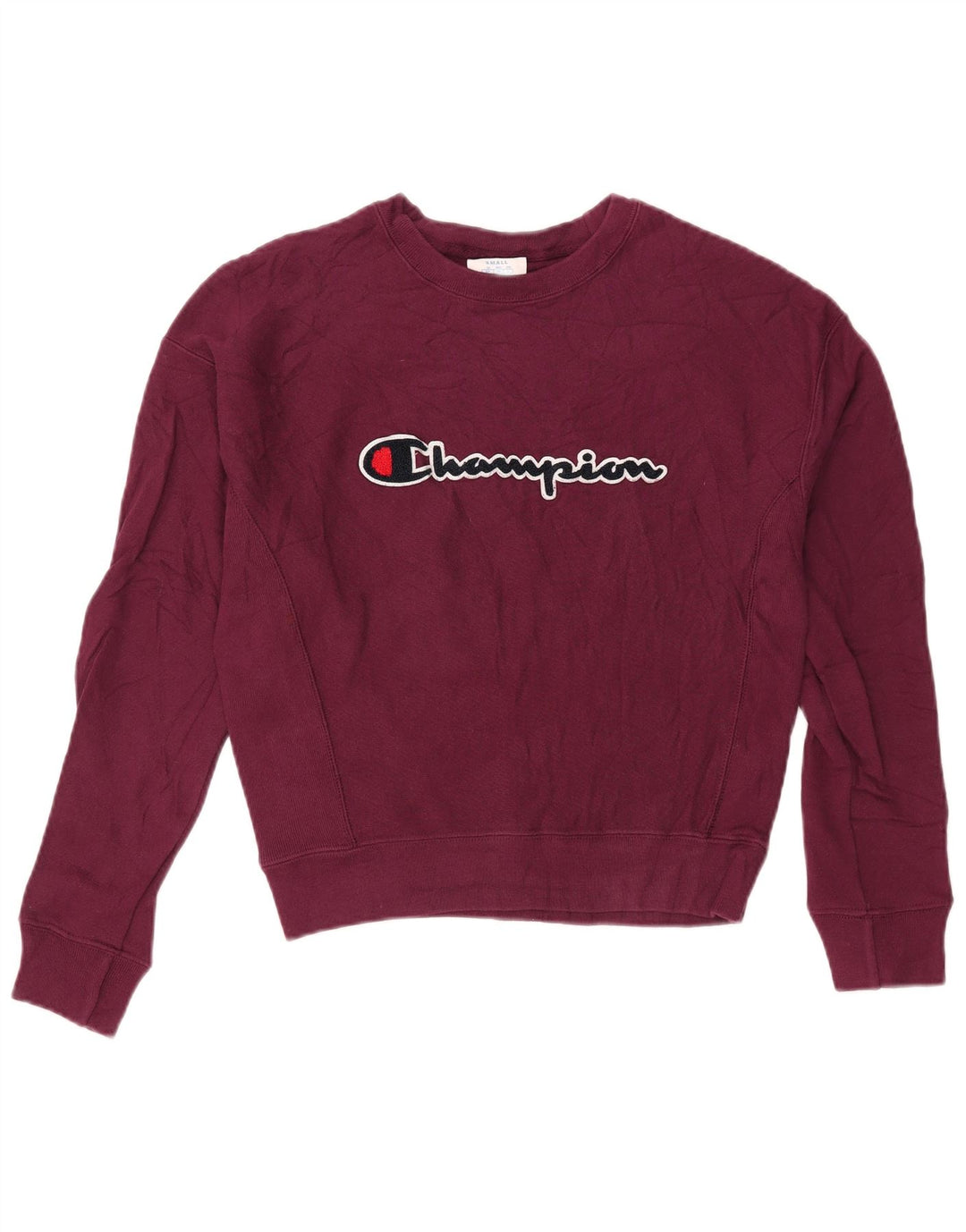 CHAMPION Womens Graphic Oversized Sweatshirt Pullover UK 10 Small Burgund