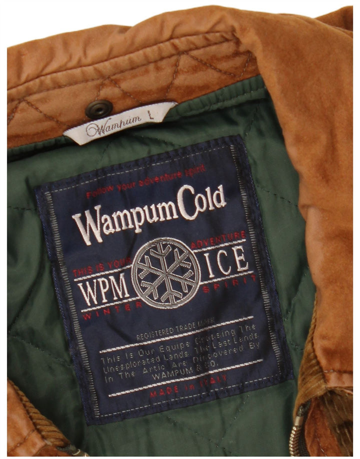 WAMPUM Herren Fleecejacke UK 40 Large Braun Geometrisch