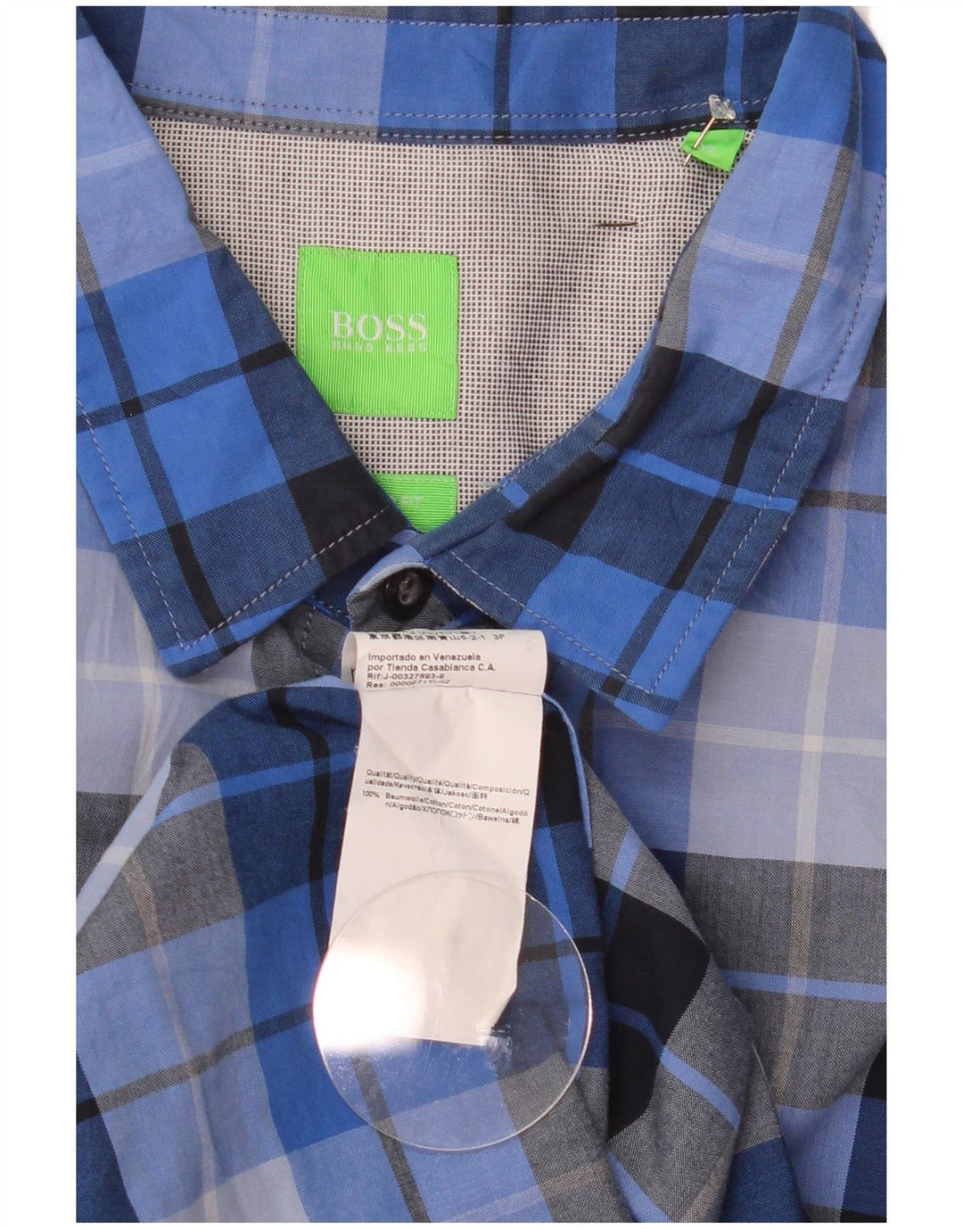 Hugo Boss Herren-Hemd mit normaler Passform, XL, blau kariert, Baumwolle