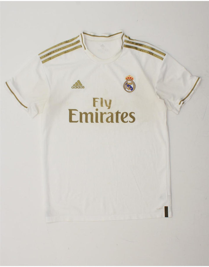 ADIDAS Herren Real Madrid Grafik-T-Shirt-Oberteil aus mittelweißem Polyester