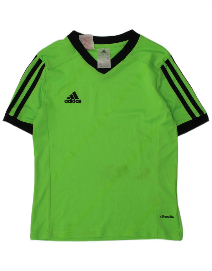 ADIDAS Boys Climalite T-Shirt Top 9-10 Years Green Polyester