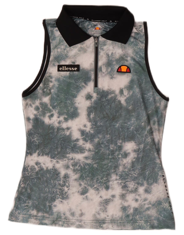 Ellesse Damen ärmelloses Poloshirt mit Reißverschluss am Kragen, Größe S, Gr. 8, grün, Batikfärbung