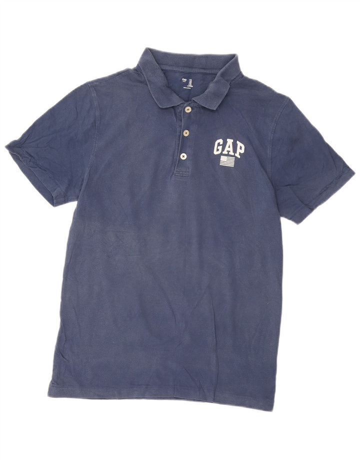 Gap Herren-Poloshirt mit Grafik, mittelblaue Baumwolle