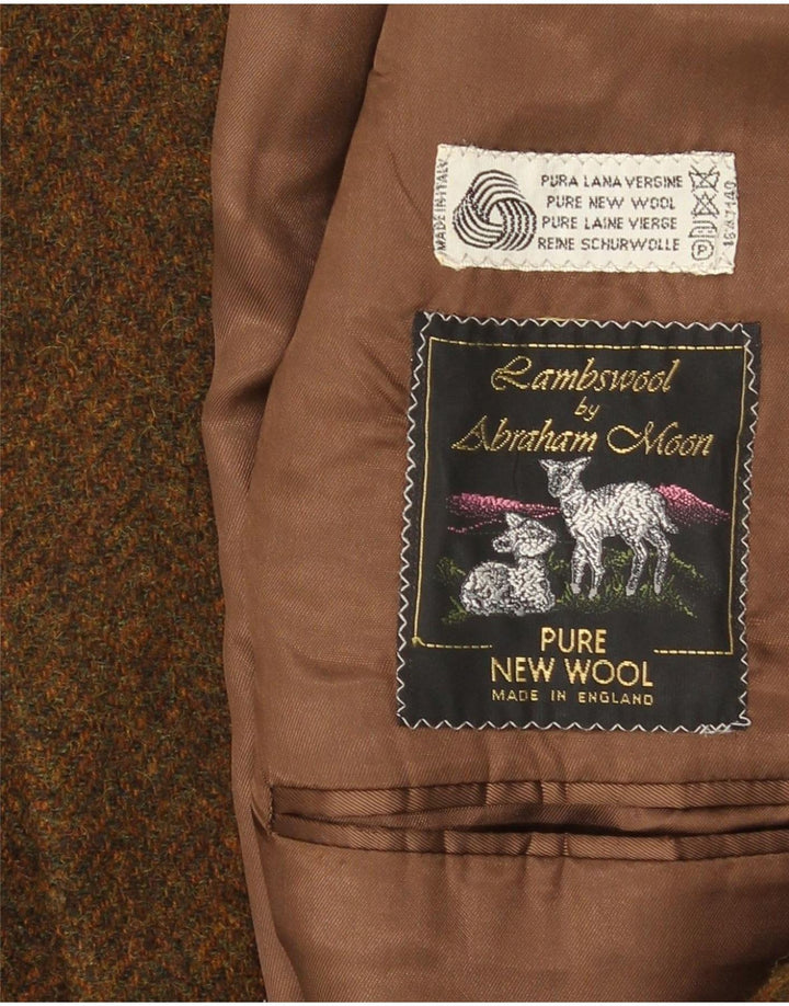 Vintage Herren-Blazer mit 2 Knöpfen, IT 48, mittelbraun gefleckte Schurwolle