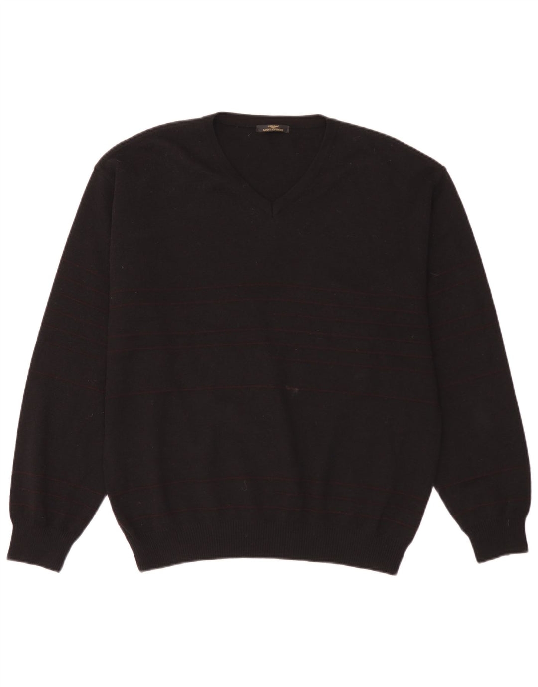Marks & Spencer Herren-Pullover mit V-Ausschnitt, groß, schwarz gestreift, Wolle