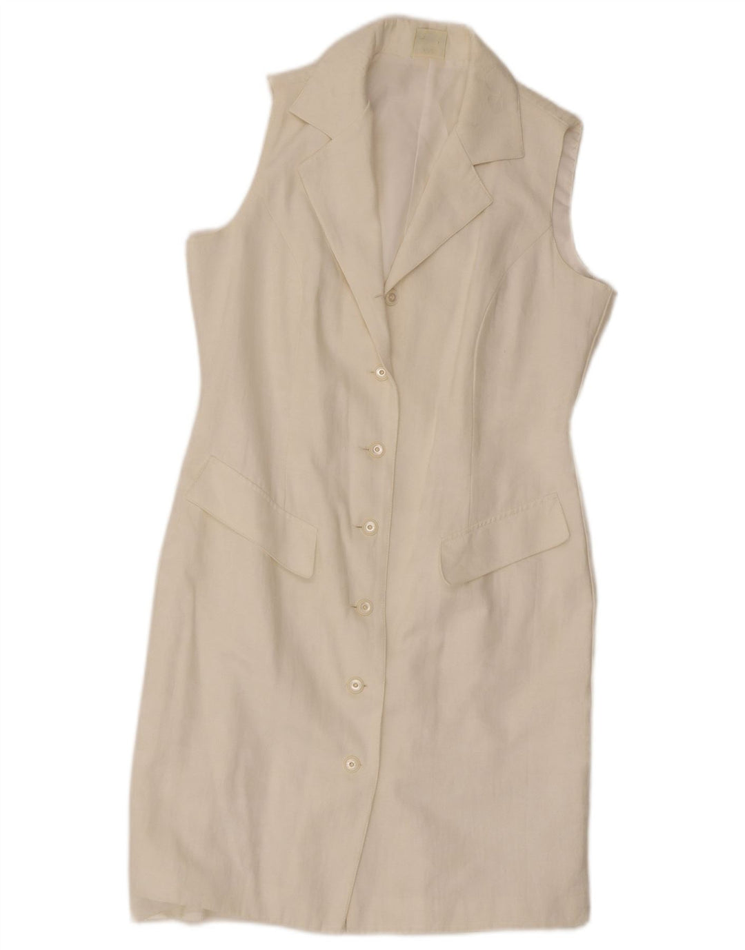 C&A Damen Ärmelloses Hemdkleid UK 14 Mittelweißes Polyester