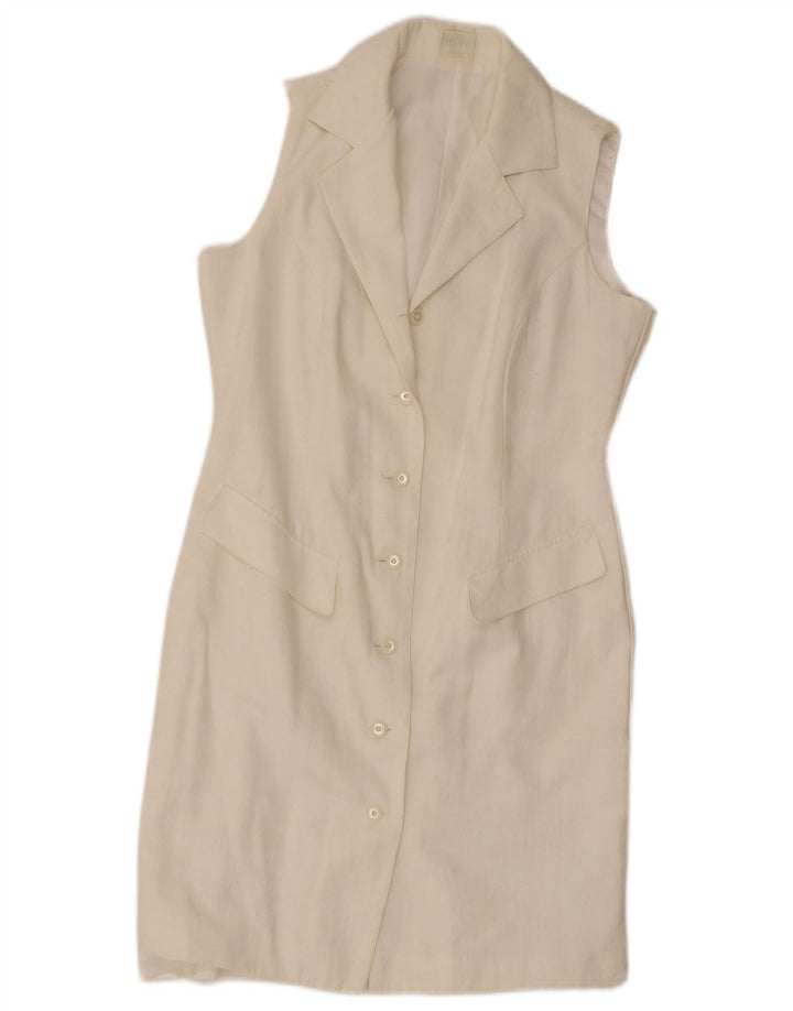 C&A Damen Ärmelloses Hemdkleid UK 14 Mittelweißes Polyester