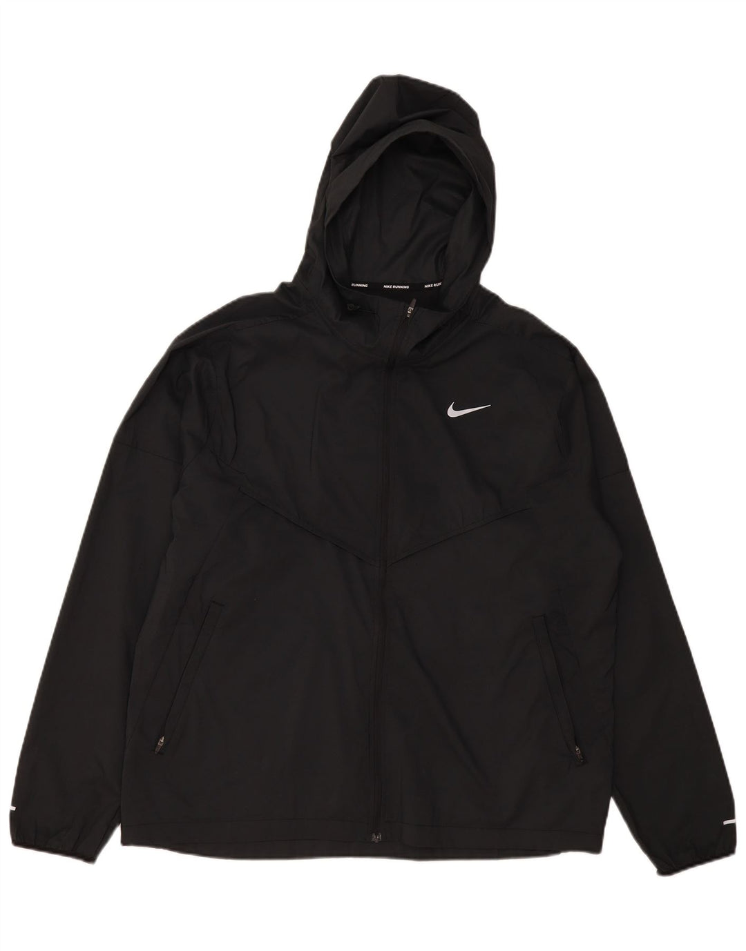 Nike Herren-Trainingsanzug mit Kapuze, große Jacke aus schwarzem Polyester