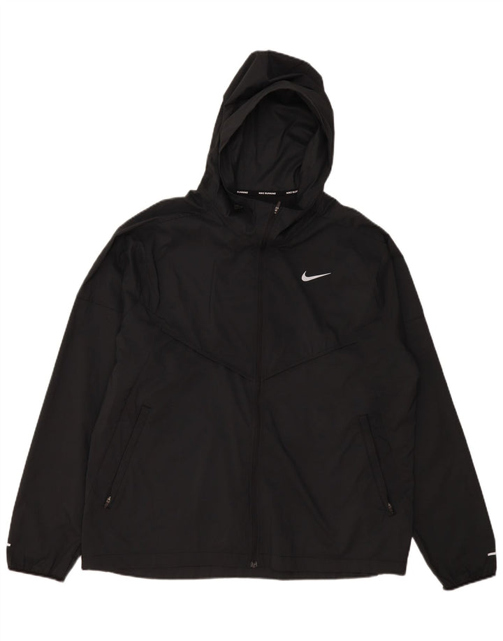 Nike Herren-Trainingsanzug mit Kapuze, große Jacke aus schwarzem Polyester