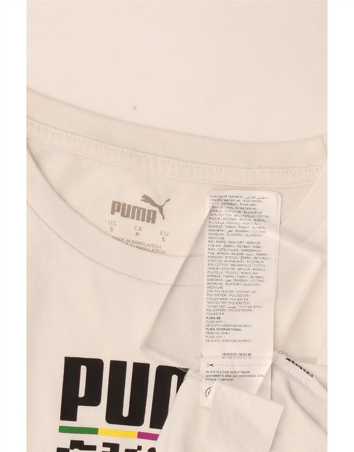 PUMA Herren Grafik T-Shirt Top Small Weiß Baumwolle