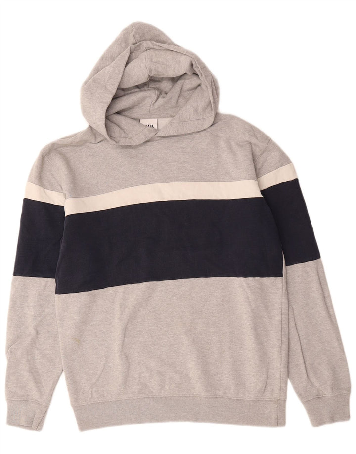 Zara Herren-Kapuzenpullover, klein, graue Farbblock-Baumwolle