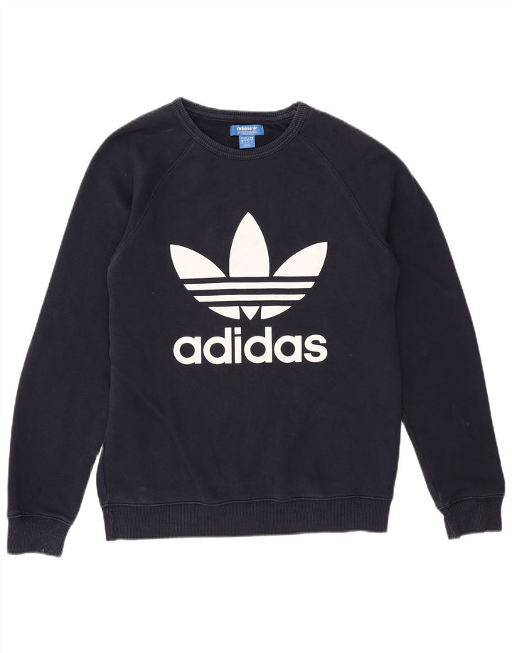Adidas Herren-Sweatshirt mit Grafik, Größe S, marineblau, Baumwolle