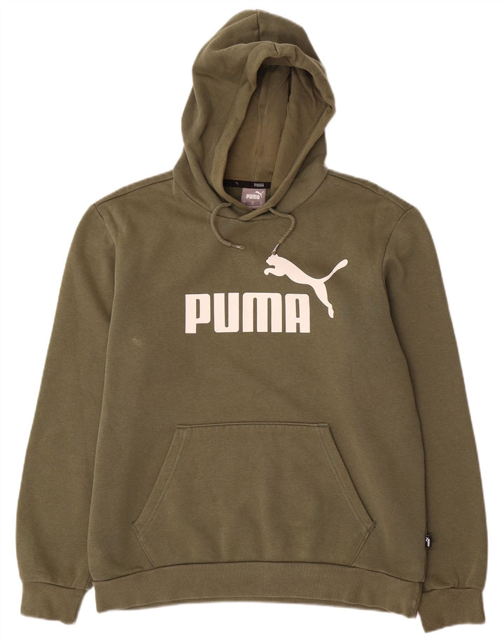 Puma Herren Grafik-Hoodie-Pullover aus mittlerer Khaki-Baumwolle