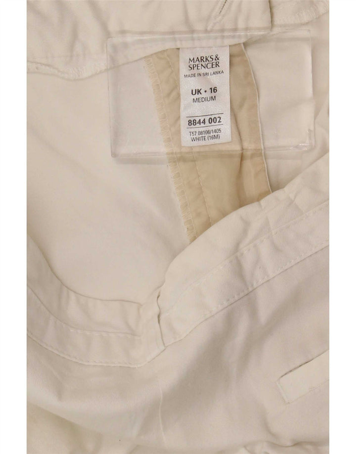 Marks & Spencer Damen Bermudashorts UK 16 Large W36 Weiße Baumwolle