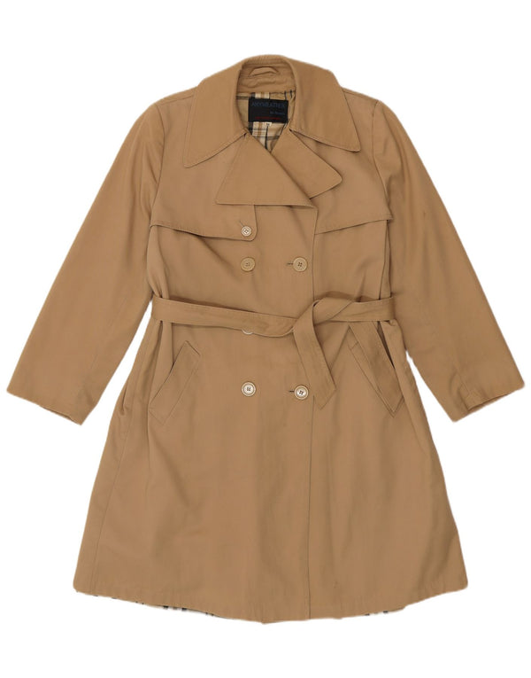 Vintage Damen Zweireihiger Trenchcoat IT 50 XL Beige Polyester
