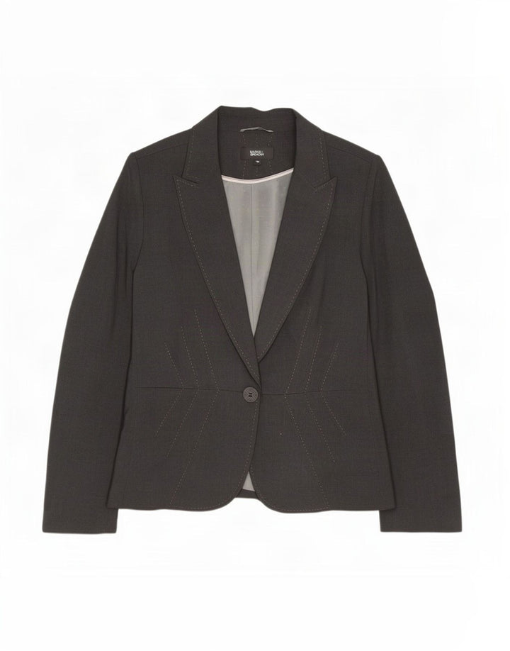 Marks & Spencer Damen-Blazer mit 1 Knopf, Gr. 16, Größe L, Grau, Polyester