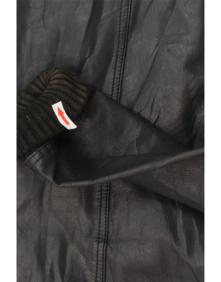 XDYE Herren Bomber-Lederjacke UK 42 XL Schwarzes Leder