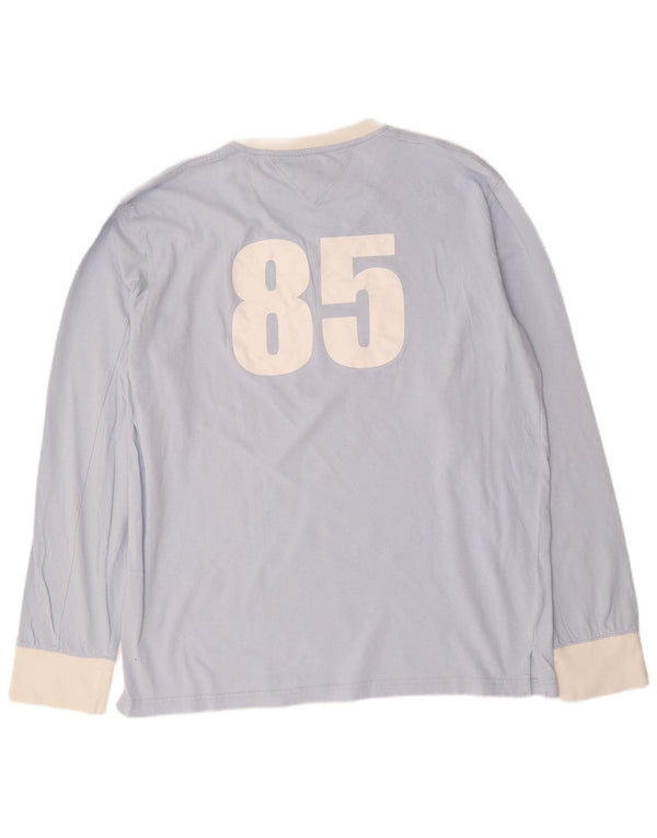 Tommy Hilfiger Herren Grafik-Oberteil, langärmelig, 2XL, Blau, Colourblock-Baumwolle