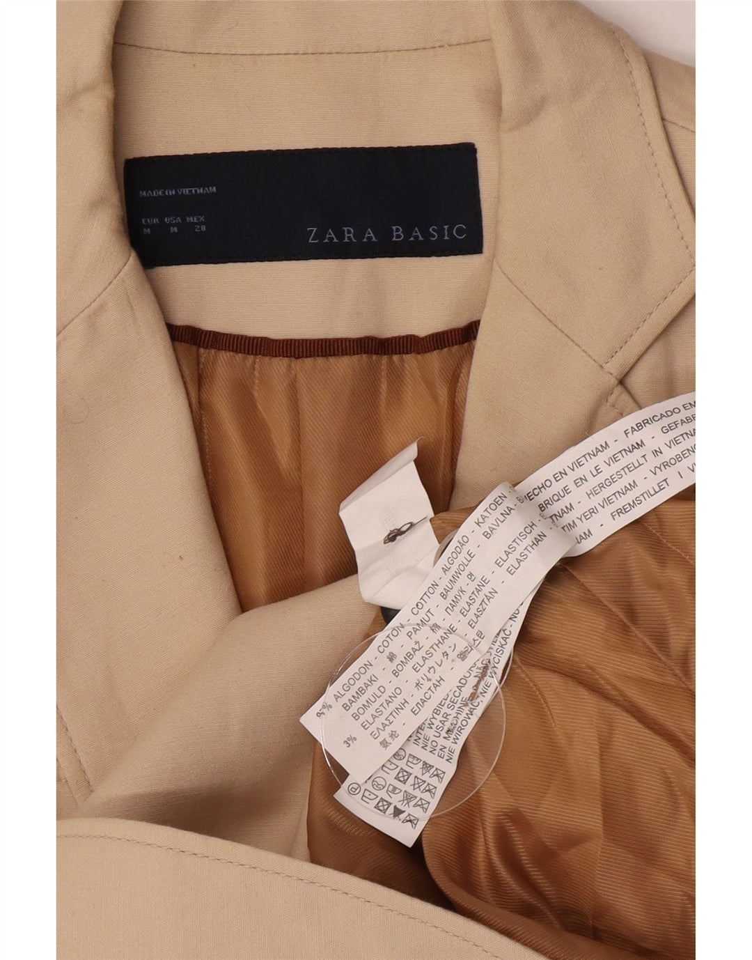 Zara Damen-Blazer mit 2 Knöpfen, UK 14, mittelbeige Baumwolle