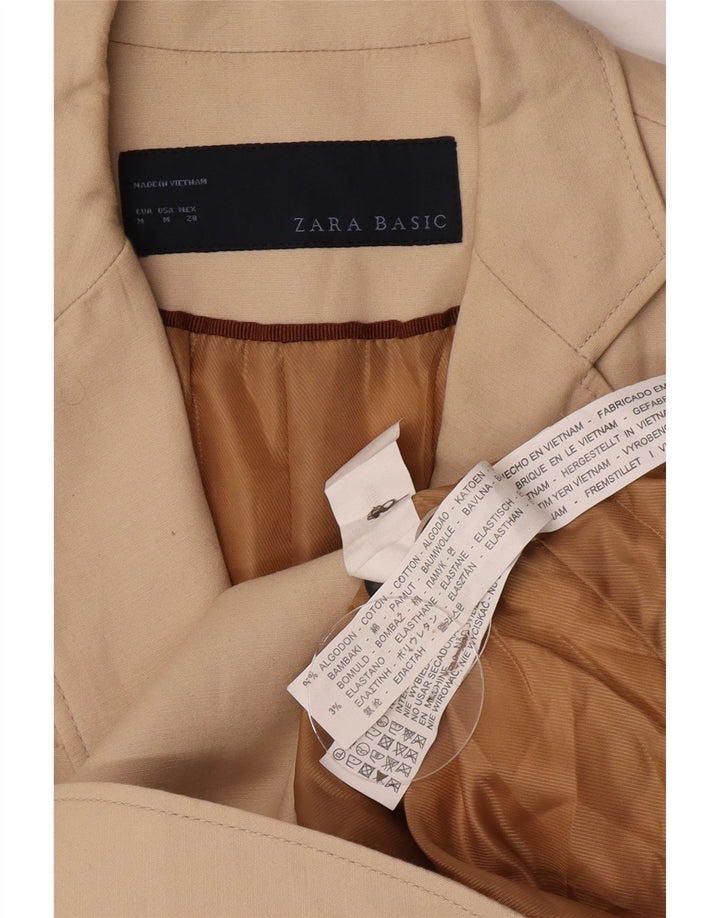 Zara Damen-Blazer mit 2 Knöpfen, UK 14, mittelbeige Baumwolle