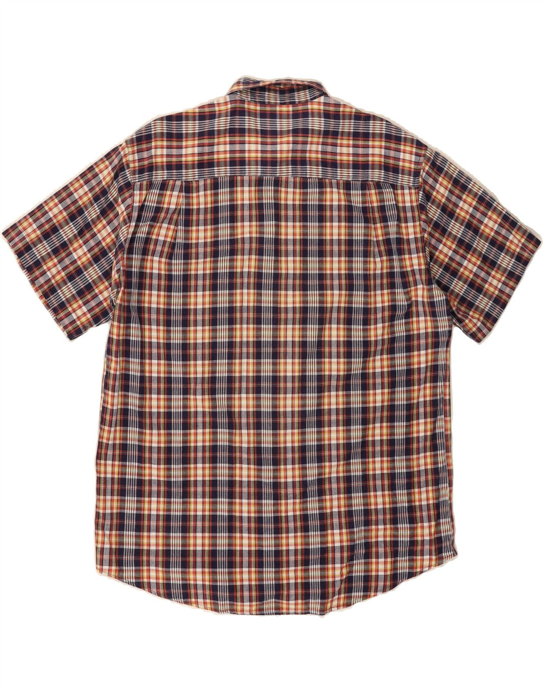 GREEN LEAVES Mens Short Sleeve Shirt Large Multicoloured Check Cotton Vintage Green Leaves and Second-Hand Green Leaves from Messina Hembry 