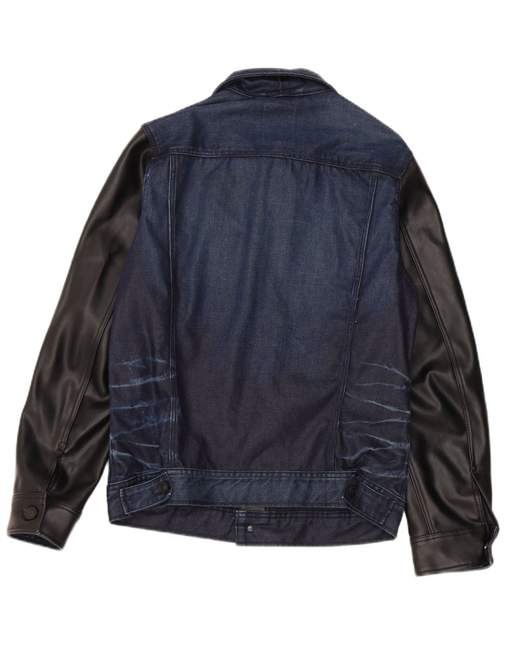 G-Star Damen Jeansjacke UK 12 Medium Navy Blue Colourblock Baumwolle