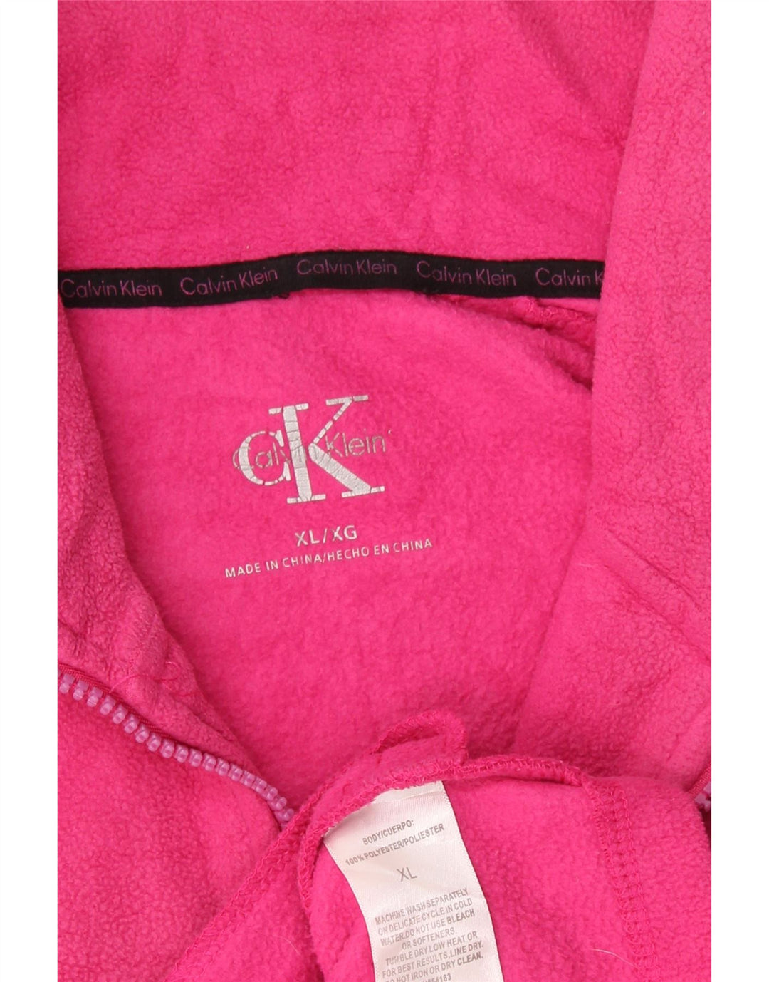Calvin Klein Damen Graphic Fleece Jacke UK 18 XL Rosa Polyester