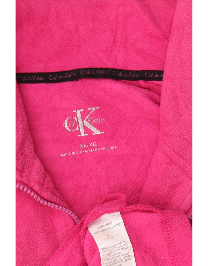 Calvin Klein Damen Graphic Fleece Jacke UK 18 XL Rosa Polyester