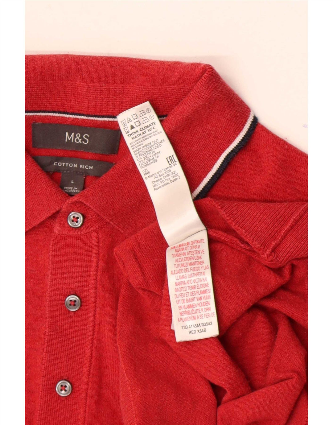 Marks & Spencer Herren-Pullover mit Rollkragen, groß, rot gestreift