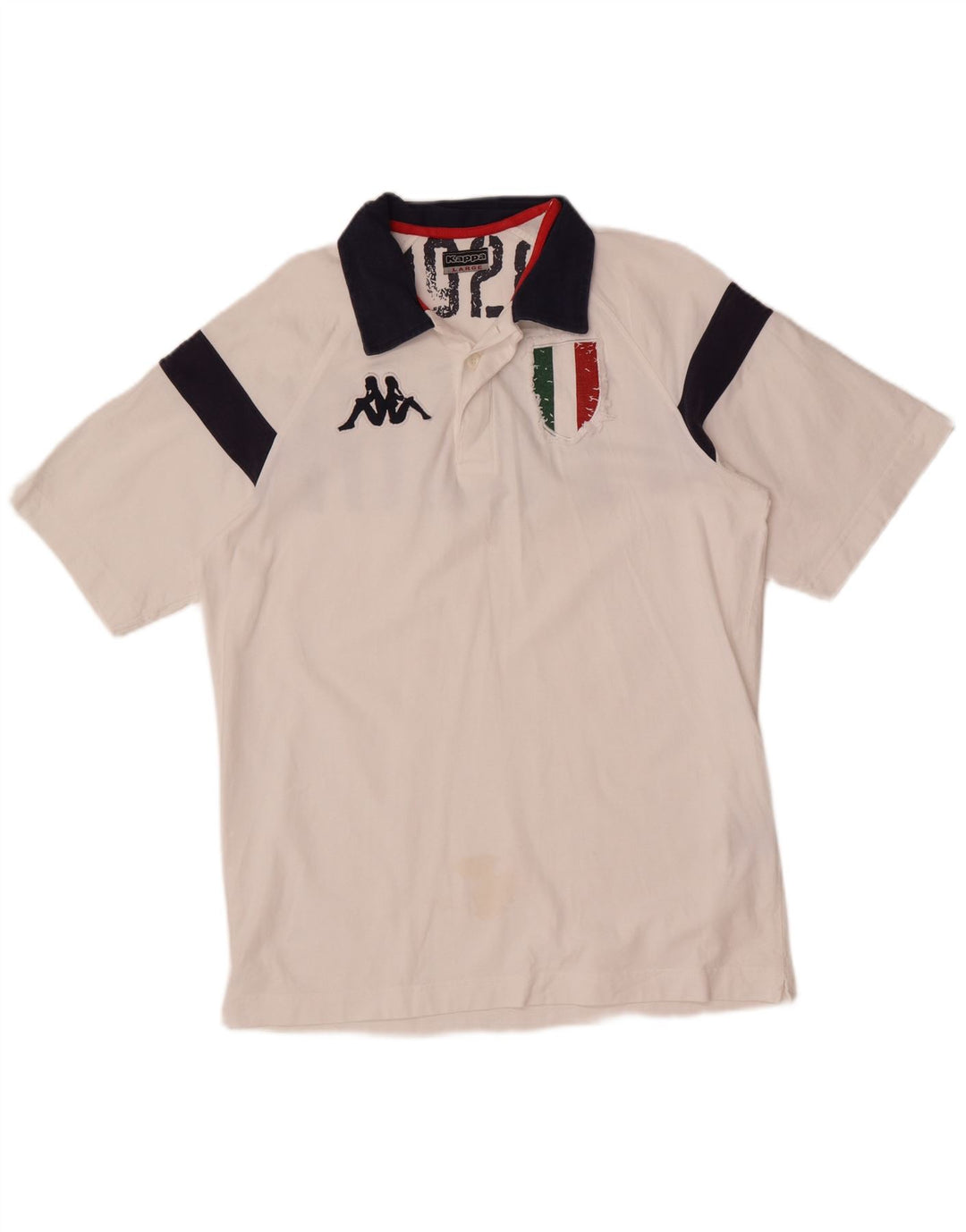 Kappa Herren-Poloshirt mit Grafik, groß, weiße Farbblock-Baumwolle