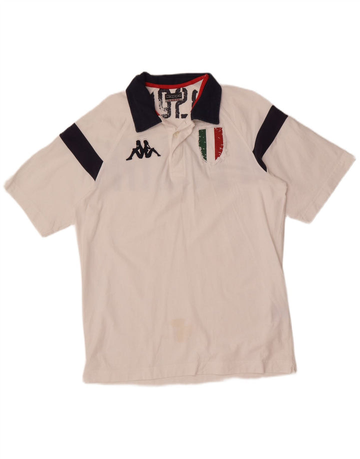 Kappa Herren-Poloshirt mit Grafik, groß, weiße Farbblock-Baumwolle