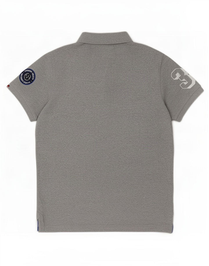 Superdry Herren-Poloshirt aus mittelgrauer Baumwolle mit Grafik