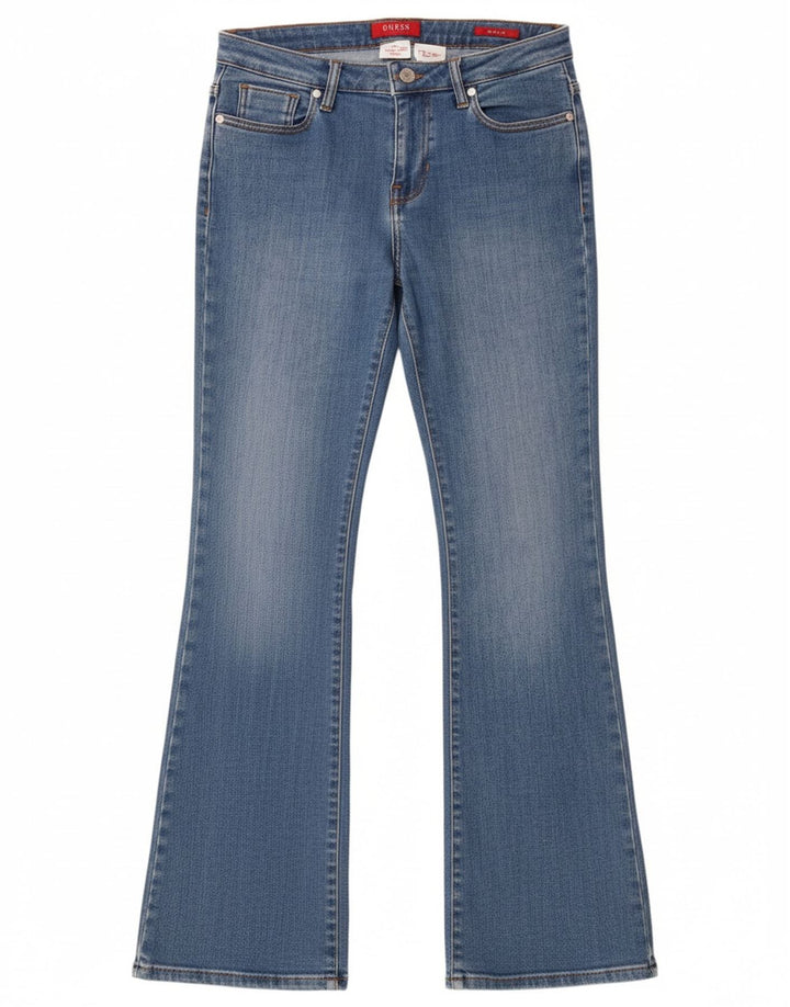 GUESS Womens Mid Rise Flared Jeans W30 L32 Blue Cotton
