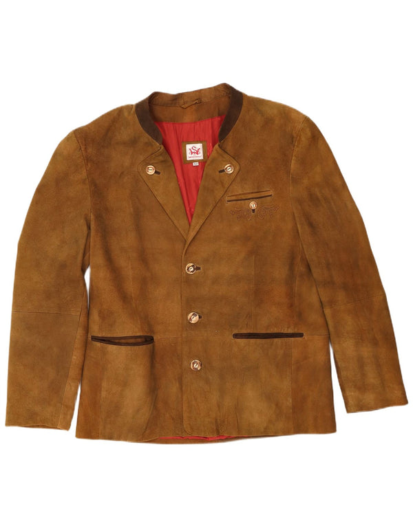 Spieth & Wensky Herren Trachten 3-Knopf-Wildleder-Blazerjacke EU 52 XL Beige