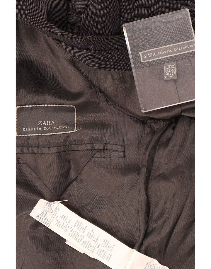 Zara Herren-Blazerjacke mit 3 Knöpfen, EU 52, große graue Wolle