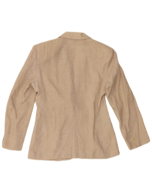 Benetton Damen 2-Knopf-Blazerjacke IT 40 Small Beige Leinen