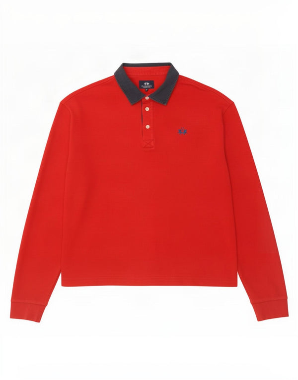 La Martina Herren Buenos Aires Langarm-Rugby-Poloshirt 2XL Rot
