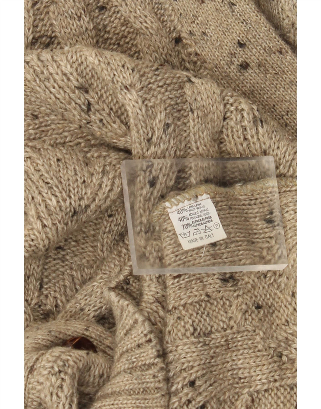 Vintage Herren Cardigan Pullover XL Beige meliert Wolle
