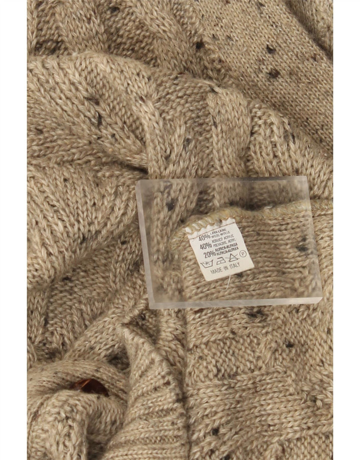 Vintage Herren Cardigan Pullover XL Beige meliert Wolle
