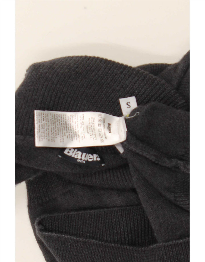 Blauer Damen-Pullover mit Rollkragen, Gr. 8, Größe S, graue Wolle