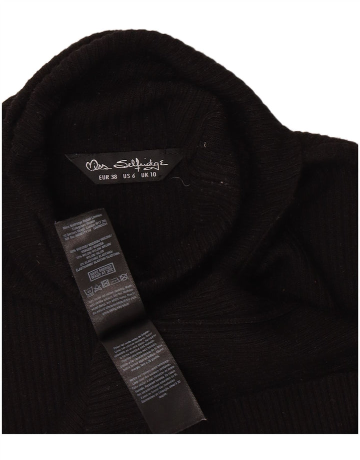 Miss Selfridge Damen Top Langarm UK 10 Small Schwarze Viskose