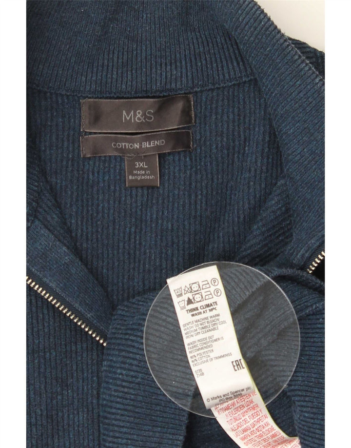 Marks & Spencer Herren-Pullover mit Reißverschluss am Hals, 3XL, Marineblau, Polyester